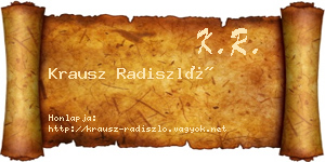 Krausz Radiszló névjegykártya